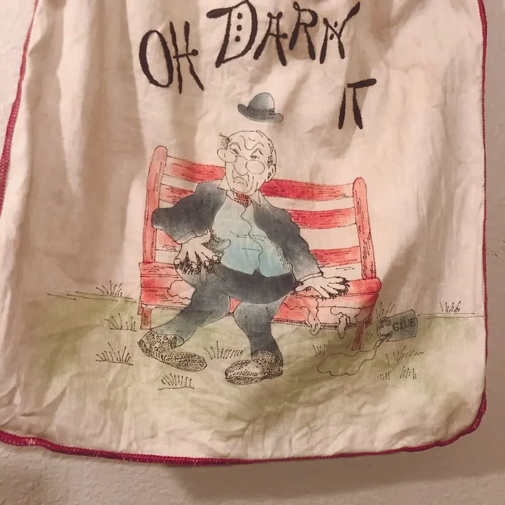 Vintage Oh Darn It Gunny Sack Storage Bag